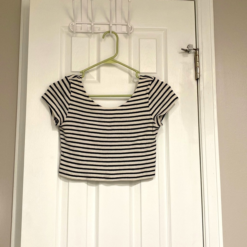 Ribbed Striped Crop Top